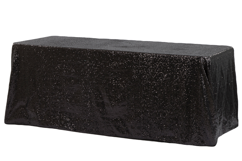 black sequin rectangular linens